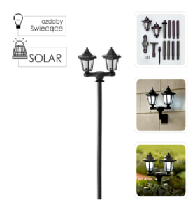 Lampa Solarna Latarnia/Kinkiet 3w1 zimny biały LED