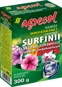 Plantacote do Surfinii, Pelargonii, Sundaville i innych balkonowych Agrecol 300g